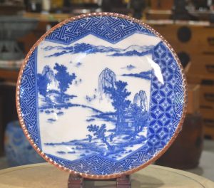 Japanese Blue and White Inban Plate Width:400mm