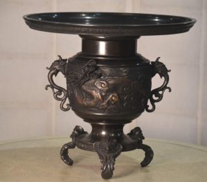 Bronze Dragon Usubata Vase Width:335mm