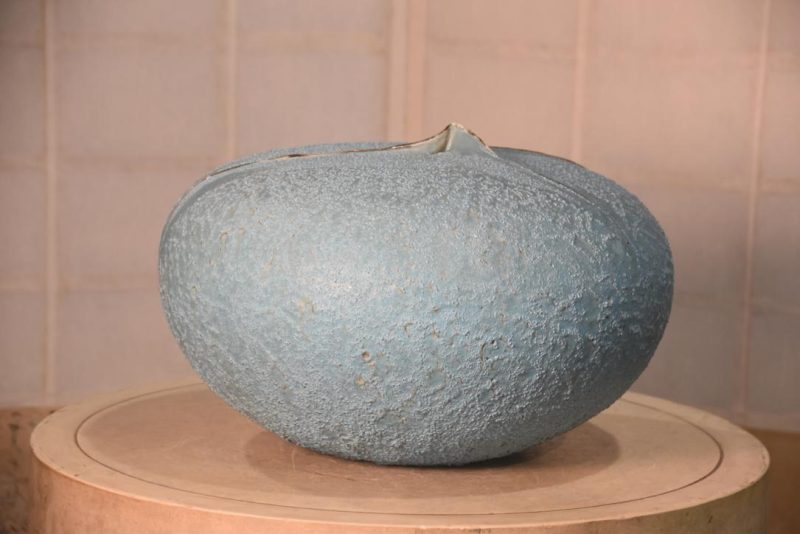 Powder Blue Contemporary Japanese Pottery Vase Width:410mm