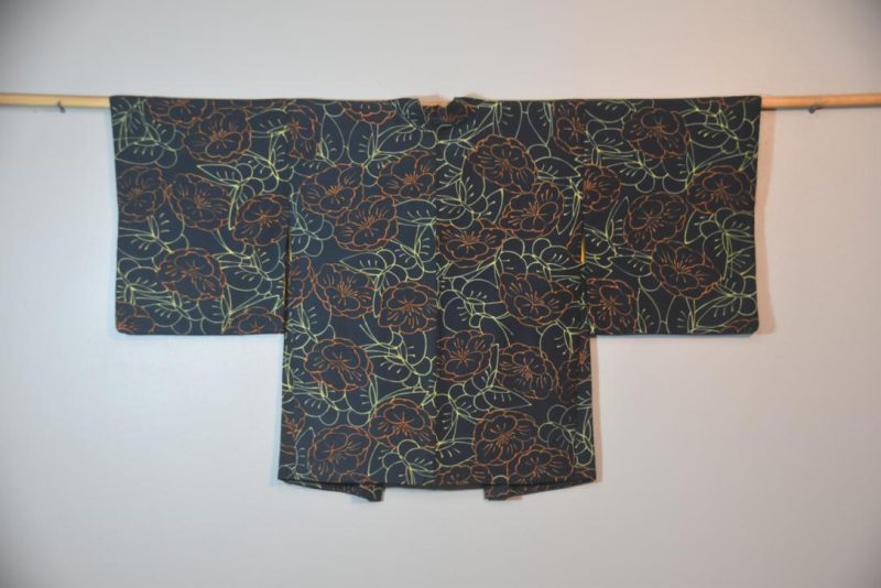 Flowers on Green Vintage Silk Haori Jacket