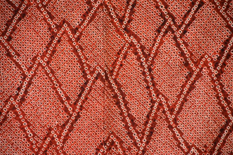 Red Shibori Vintage Silk Haori Jacket - Image 2