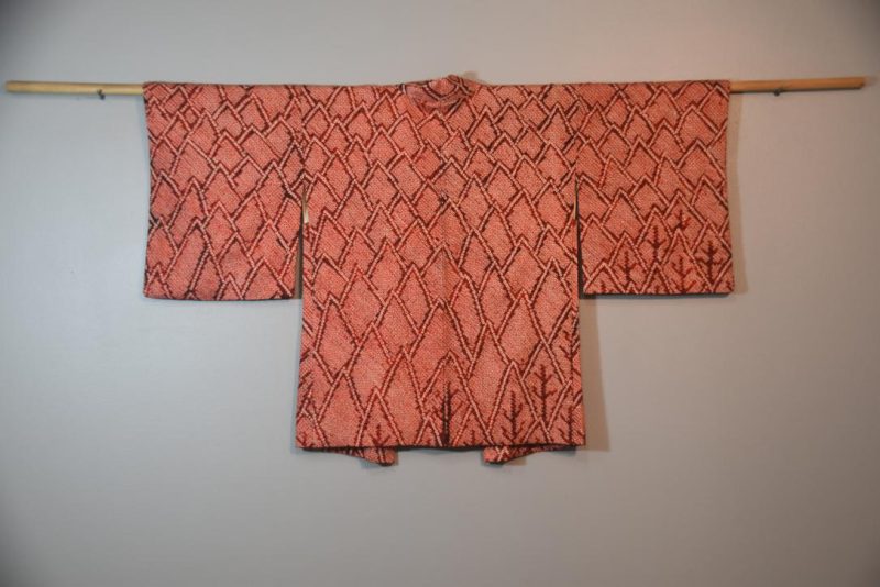 Red Shibori Vintage Silk Haori Jacket