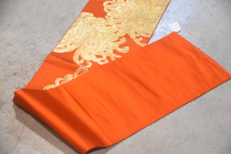 Orange Lacquered Thread Chrysanthemum  Obi/Table Runner Width:4000mm - Image 7