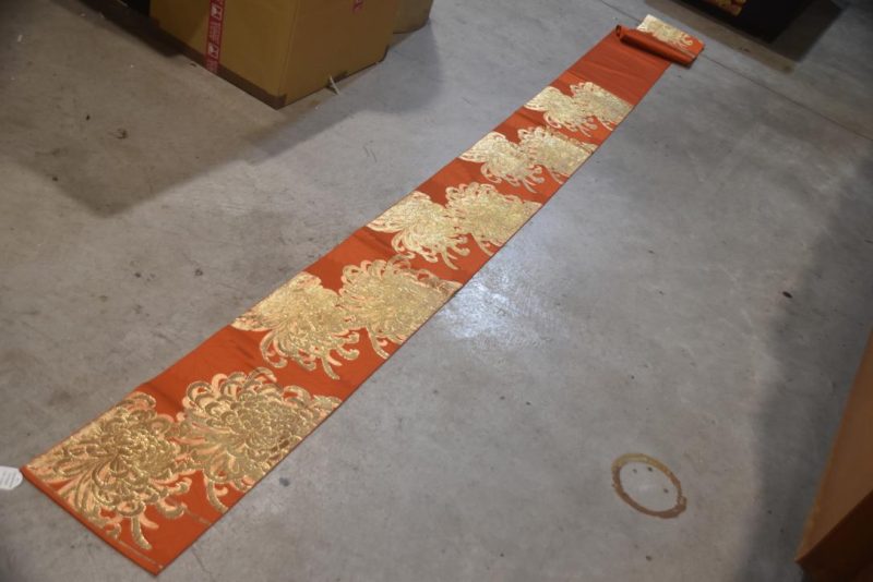 Orange Lacquered Thread Chrysanthemum  Obi/Table Runner Width:4000mm - Image 6