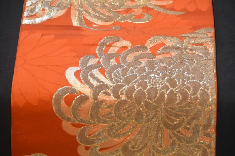 Orange Lacquered Thread Chrysanthemum  Obi/Table Runner Width:4000mm - Image 2