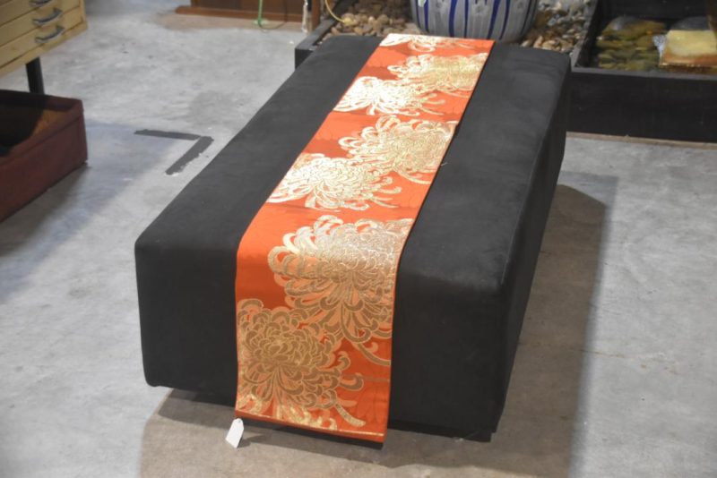 Orange Lacquered Thread Chrysanthemum  Obi/Table Runner Width:4000mm