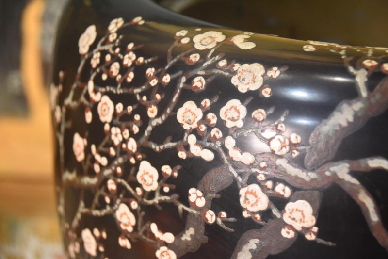 Pair of Lacquered Cherry Blossom Hibachi Width:690mm (side by side) - Image 6