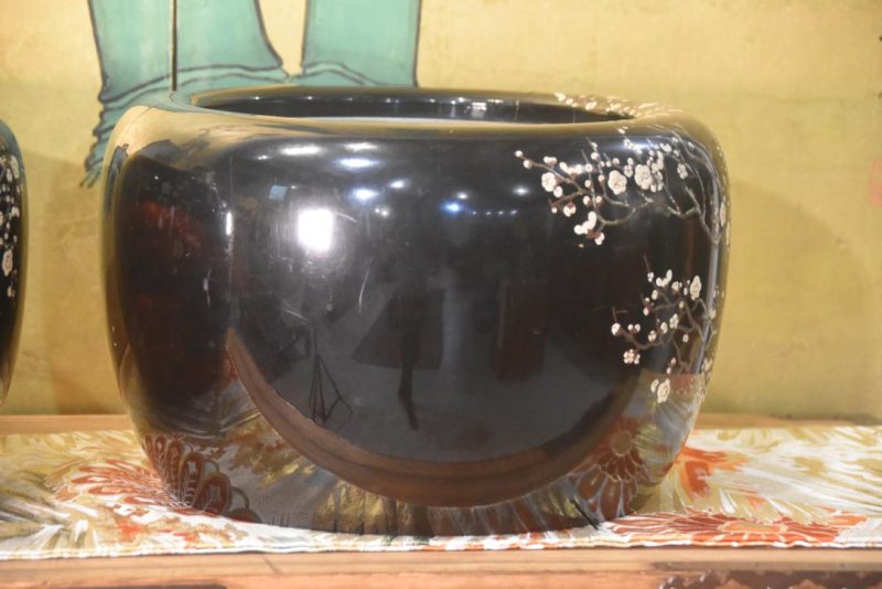 Pair of Lacquered Cherry Blossom Hibachi Width:690mm (side by side) - Image 4