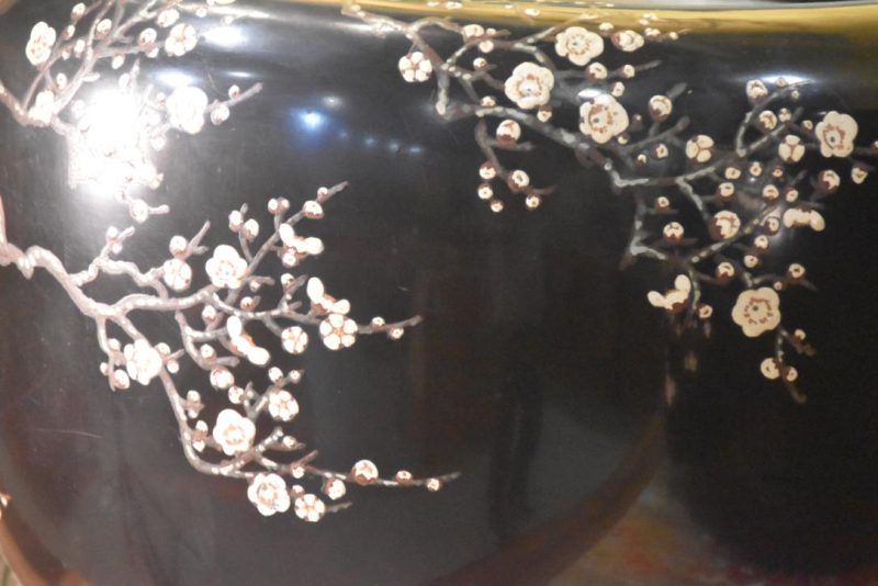 Pair of Lacquered Cherry Blossom Hibachi Width:690mm (side by side) - Image 3