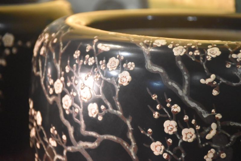 Pair of Lacquered Cherry Blossom Hibachi Width:690mm (side by side) - Image 2