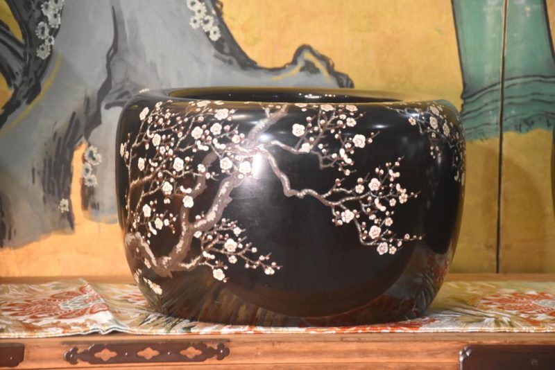 Pair of Lacquered Cherry Blossom Hibachi Width:690mm (side by side) - Image 10