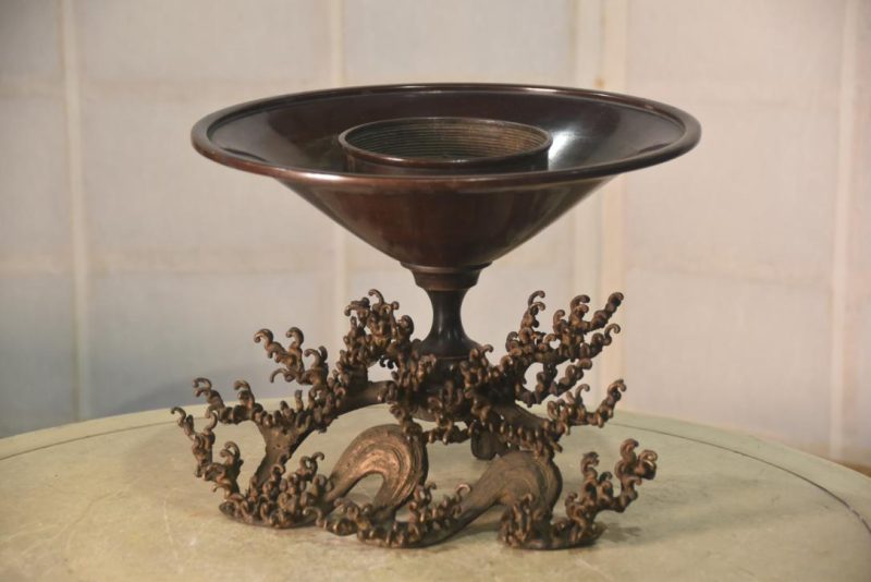 Japanese Wave Bronze Usabata Vase Width:275mm - Image 9