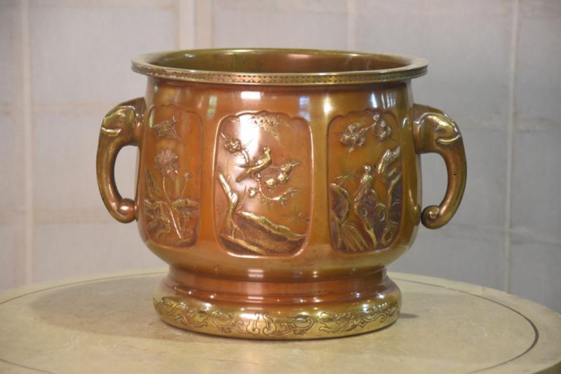 Japanese Bronze Hibachi UrnWidth:355mm