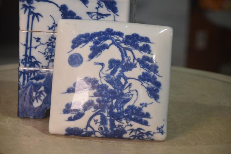 Japanese Blue and White Stencil (Igezara) Jubako Height:275mm - Image 5