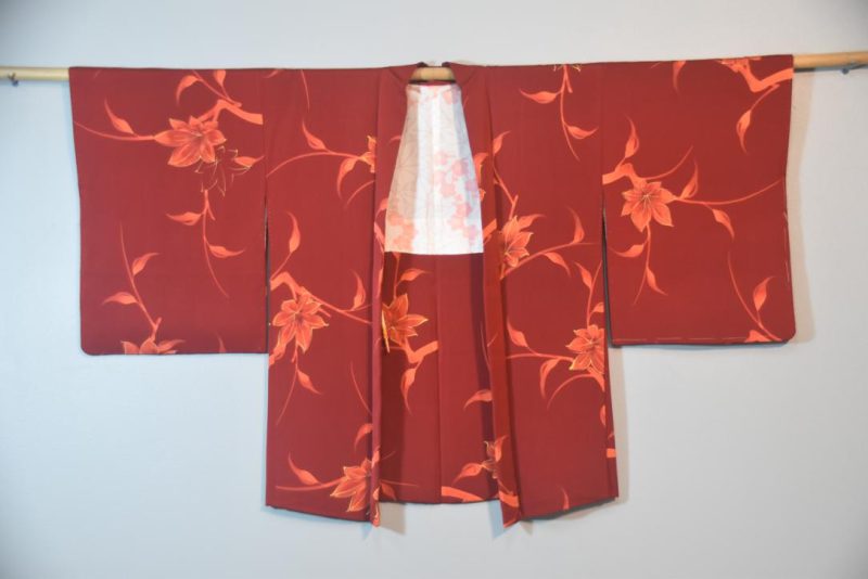 Crimson Vintage Silk Haori Jacket - Image 5