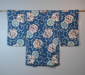 Blue Floral Vintage Silk Haori Jacket