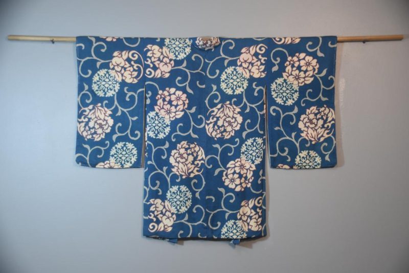 Blue Floral Vintage Silk Haori Jacket