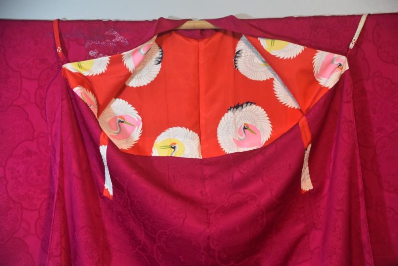 Cerise Peacock Vintage Silk Haori Jacket - Image 6
