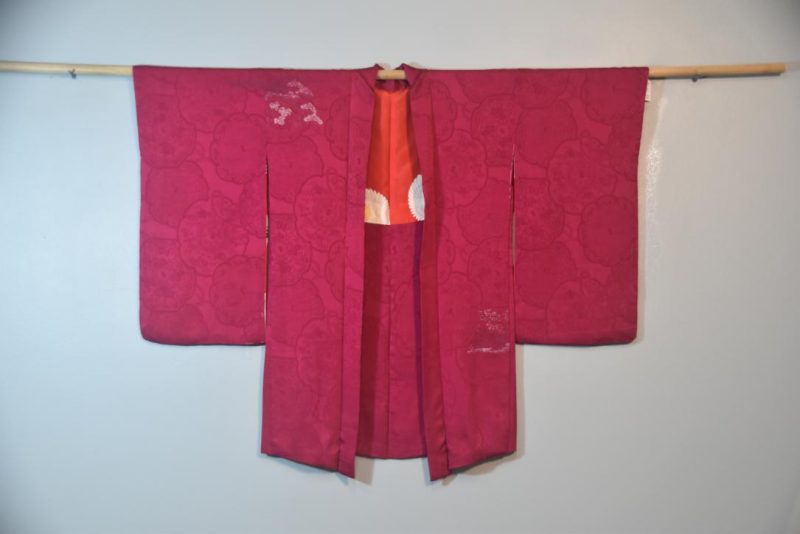 Cerise Peacock Vintage Silk Haori Jacket - Image 5