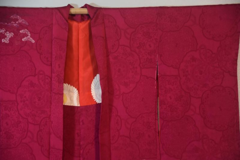 Cerise Peacock Vintage Silk Haori Jacket - Image 4