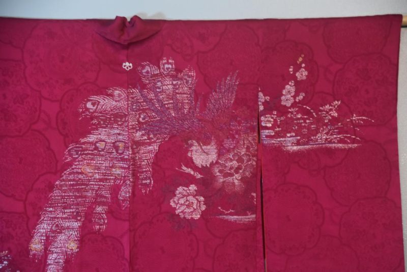 Cerise Peacock Vintage Silk Haori Jacket - Image 3