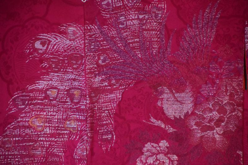 Cerise Peacock Vintage Silk Haori Jacket - Image 2