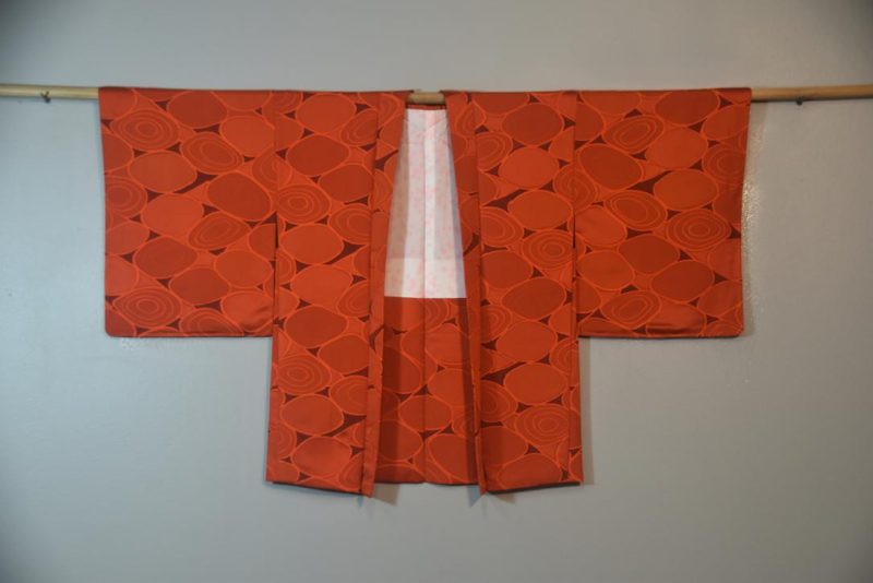 Orange Pebble Vintage Silk Haori Jacket - Image 5