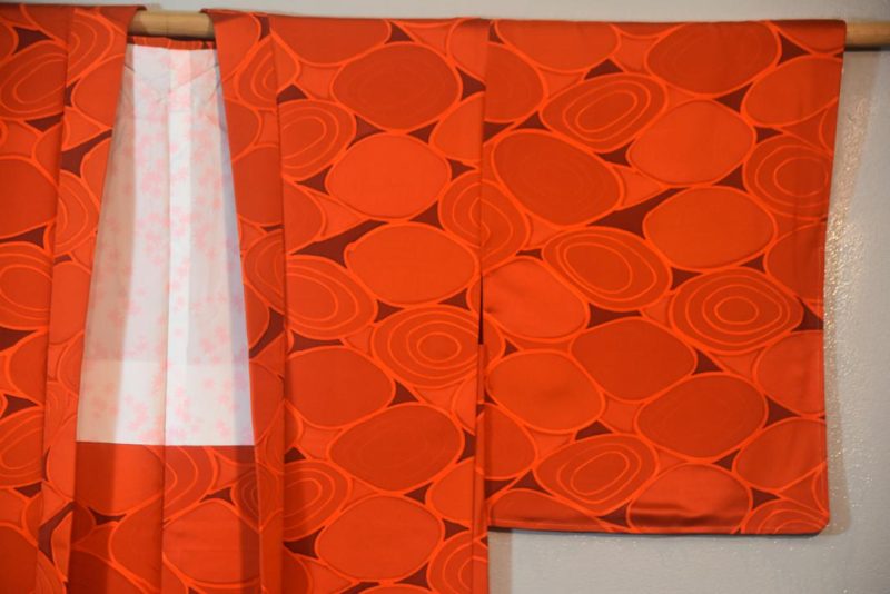 Orange Pebble Vintage Silk Haori Jacket - Image 4
