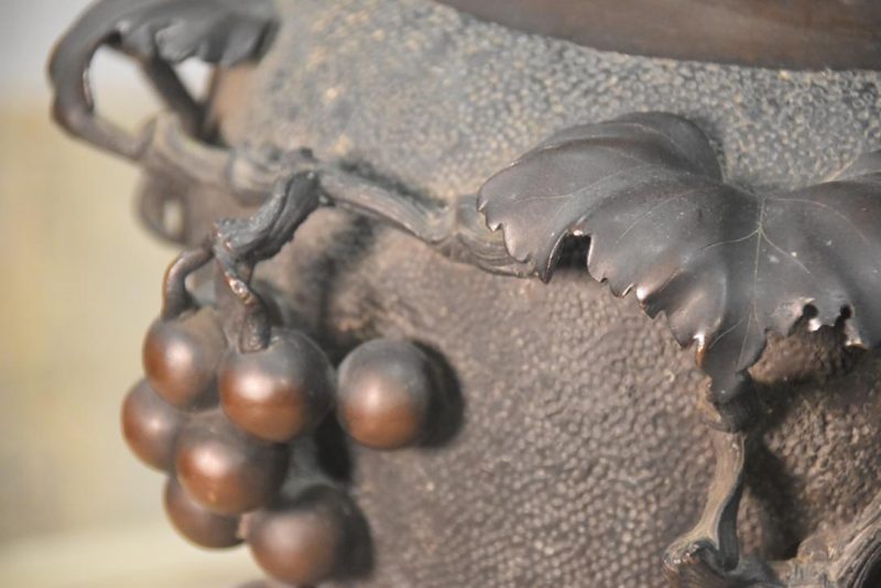 Japanese Bronze Grape Vase Width:270mm - Image 2