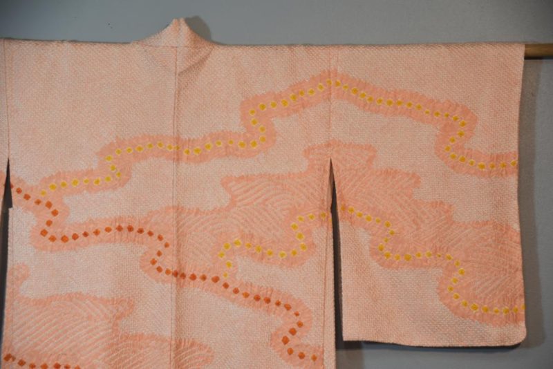 Peach Shibori Vintage Silk Haori Jacket - Image 9