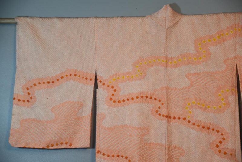 Peach Shibori Vintage Silk Haori Jacket - Image 8