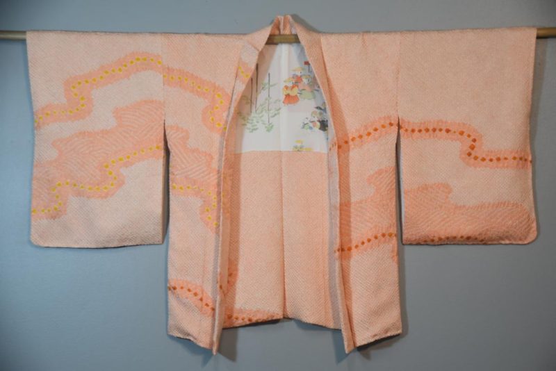 Peach Shibori Vintage Silk Haori Jacket - Image 6