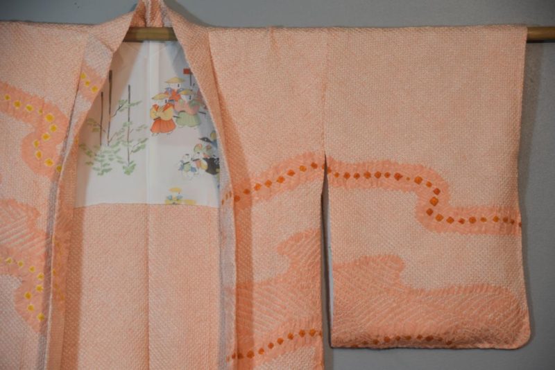 Peach Shibori Vintage Silk Haori Jacket - Image 4