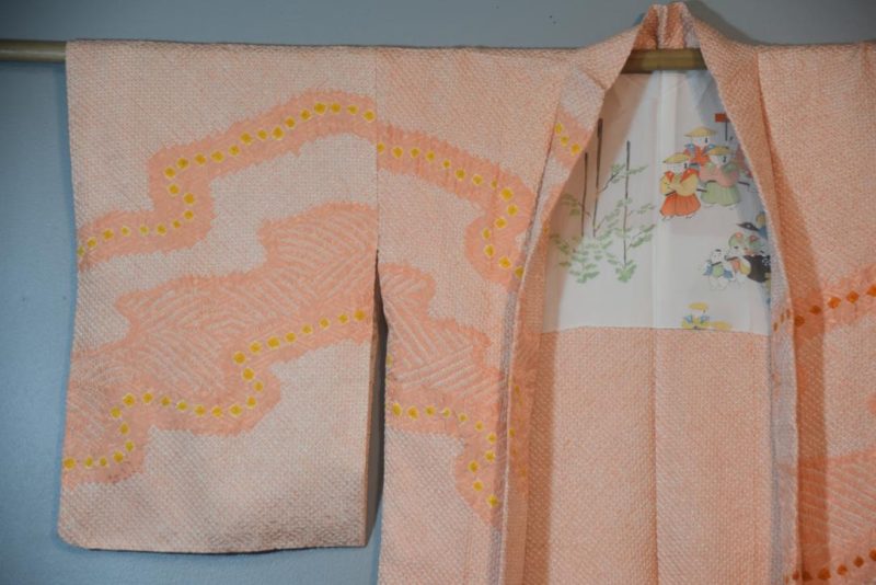 Peach Shibori Vintage Silk Haori Jacket - Image 3