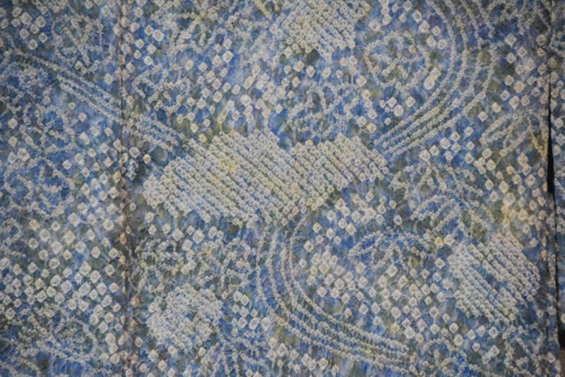 Light Greens and Denim Blues Shibori Vintage Silk Haori Jacket - Image 2