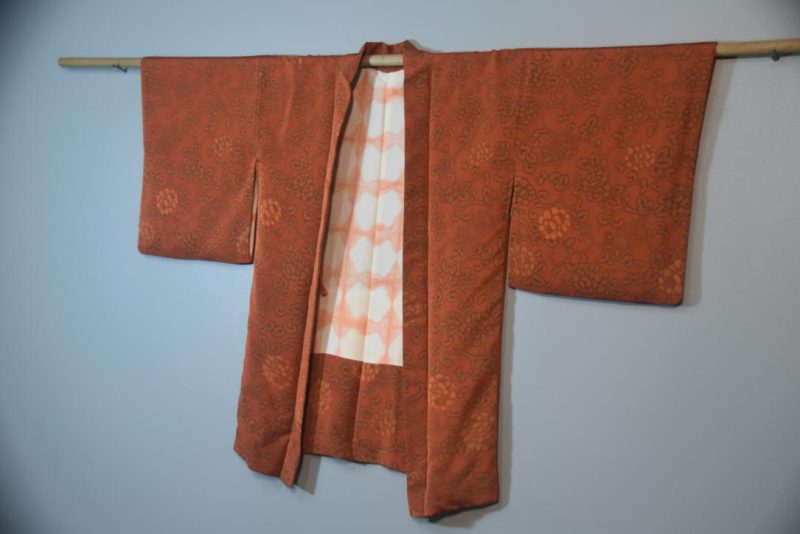 Burnt Orange Silk Haori Jacket - Image 4