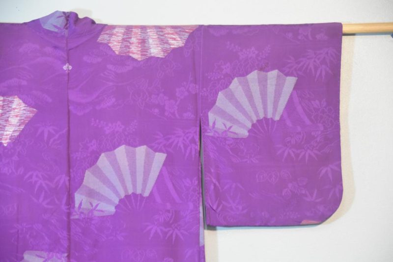 Purple Fans Jacquard Silk Haori Jacket - Image 2