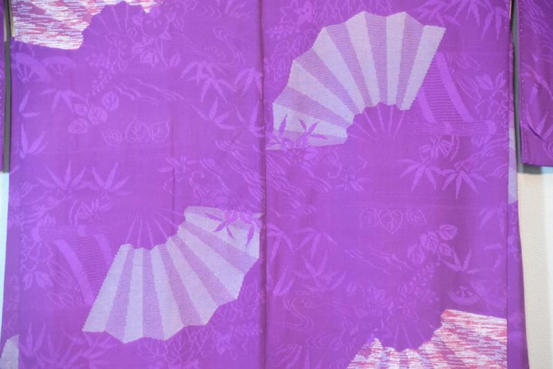 Purple Fans Jacquard Silk Haori Jacket - Image 3