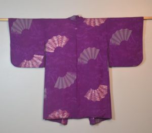 Purple Fans Jacquard Silk Haori Jacket