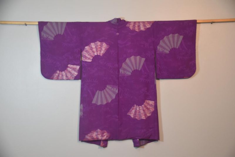 Purple Fans Jacquard Silk Haori Jacket