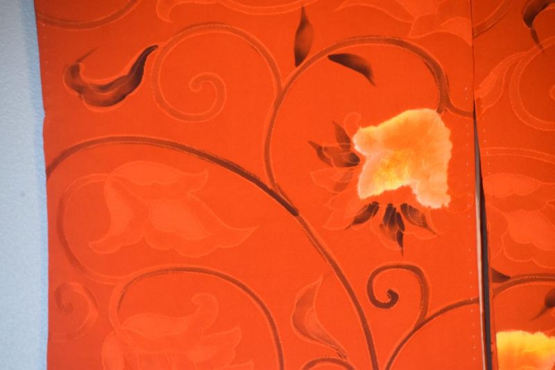 Orange Swirls Jacquard Silk Haori Jacket - Image 6