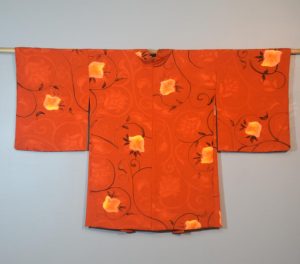 Orange Swirls Jacquard Silk Haori Jacket