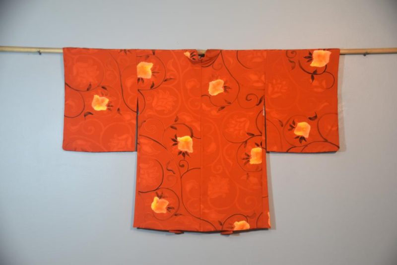 Orange Swirls Jacquard Silk Haori Jacket