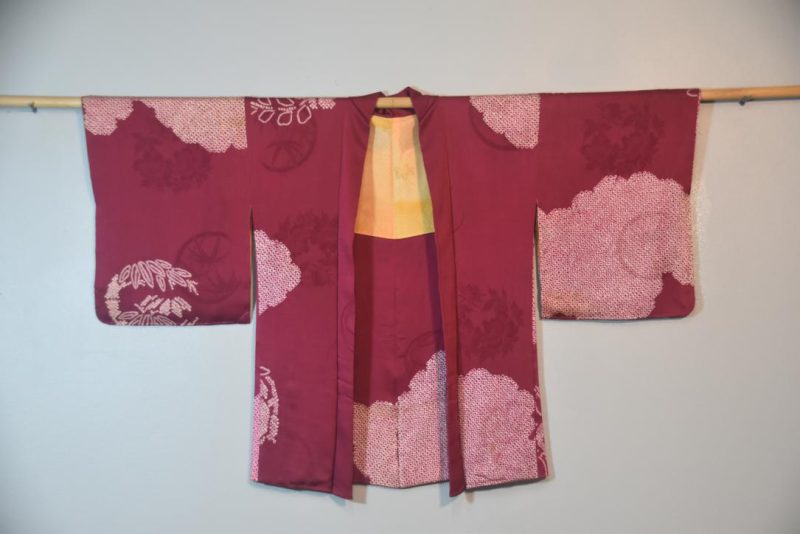 Maroon Tie Dyed Silk Haori Jacket - Image 6
