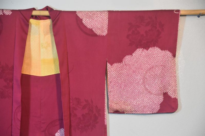 Maroon Tie Dyed Silk Haori Jacket - Image 4
