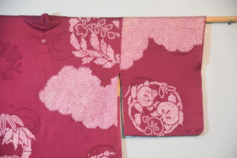 Maroon Tie Dyed Silk Haori Jacket - Image 5