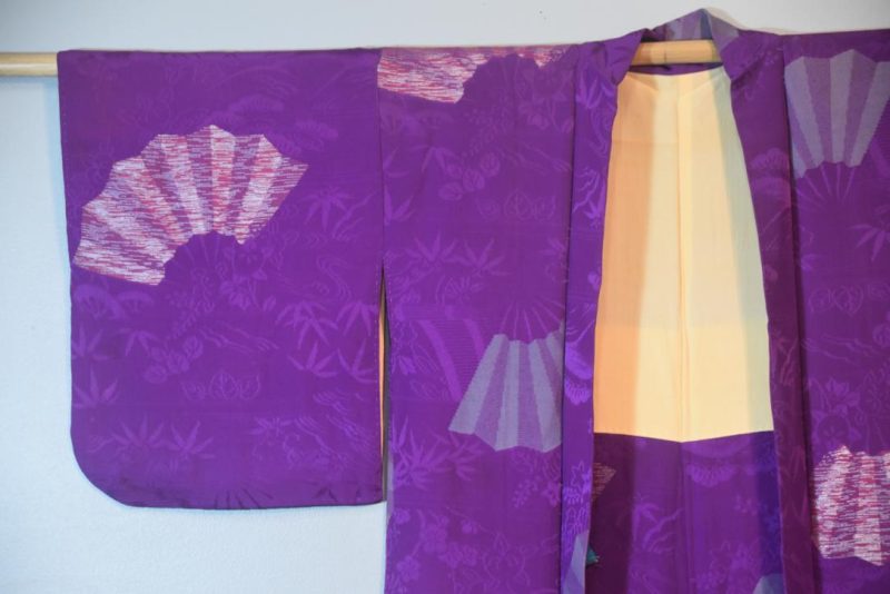 Purple Fans Jacquard Silk Haori Jacket - Image 6