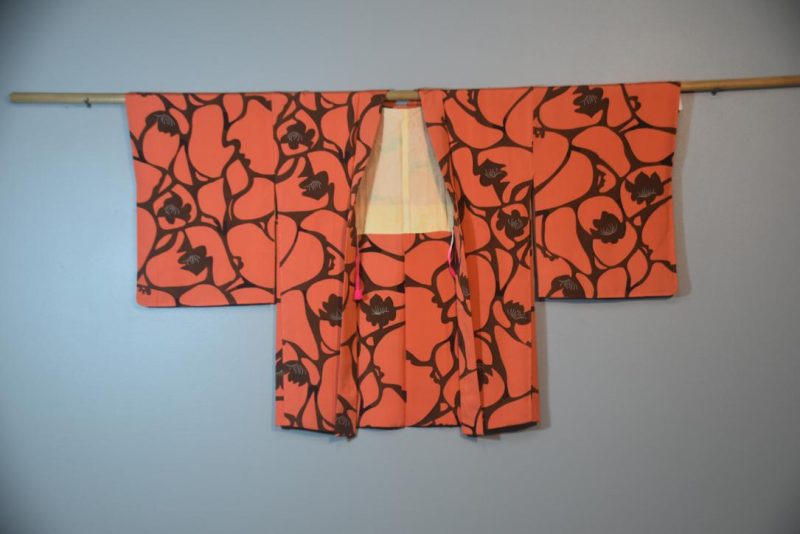 Abstract Floral Vintage Silk Haori Jacket - Image 5