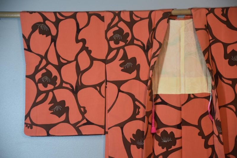 Abstract Floral Vintage Silk Haori Jacket - Image 4