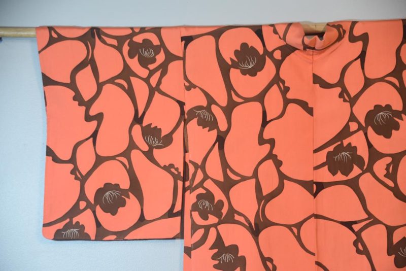 Abstract Floral Vintage Silk Haori Jacket - Image 2